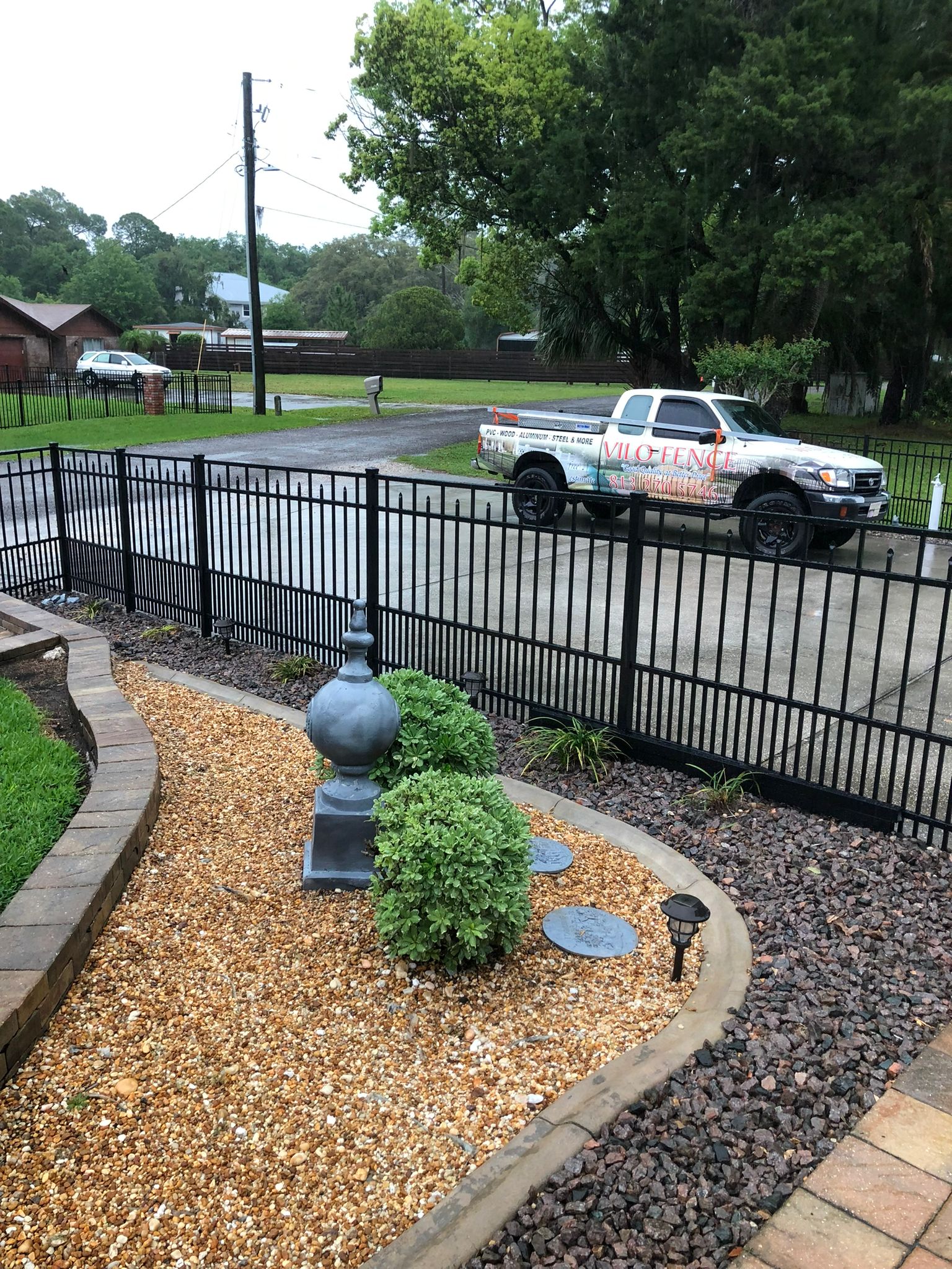 Aluminum Flat Top Staggered fence installation in Tampa, FL — Vilo Fence