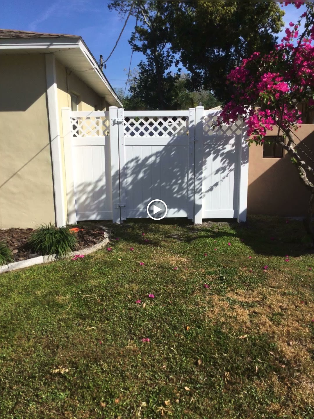 PVC Accent Lattice White fence installation in Tampa, FL — Vilo Fence