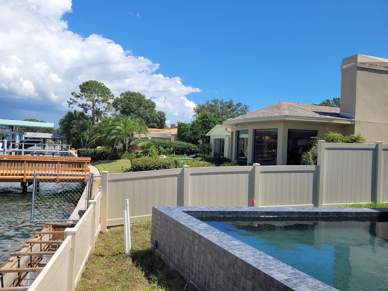 PVC Privacy Tan fence installation in Tampa, FL — Vilo Fence