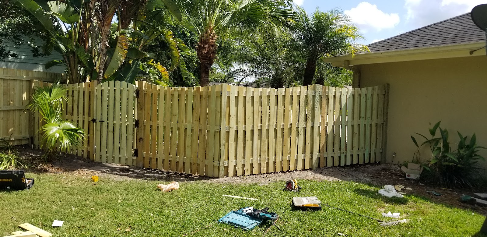 Wood Shadow Box fence installation in Tampa, FL — Vilo Fence